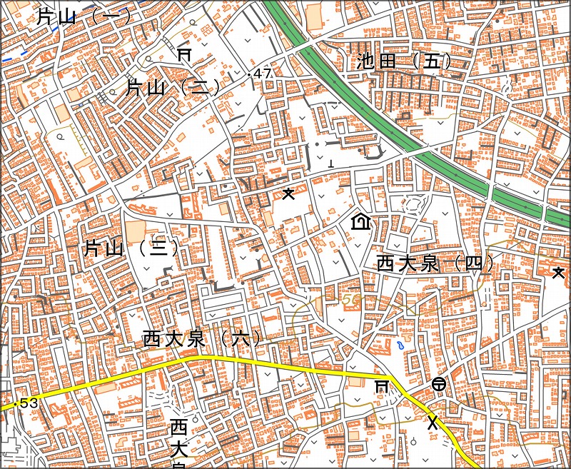 「西3-2 西大泉」と同じ範囲の現在の地図