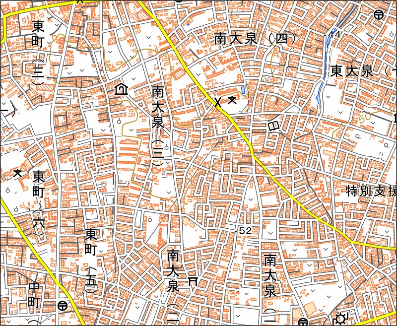「西3-8 南大泉」と同じ範囲の現在の地図
