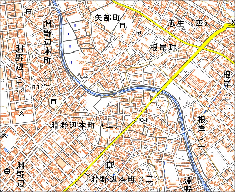 「西31-7 根岸」と同じ範囲の現在の地図