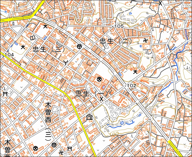「西31-8 上山崎」と同じ範囲の現在の地図