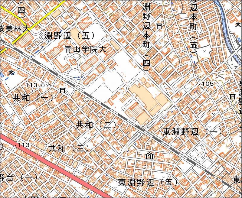 「西32-1 淵野辺」と同じ範囲の現在の地図