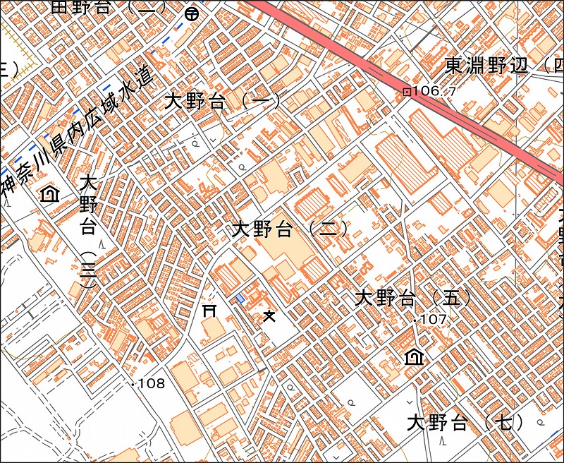 「西32-4 淵野辺南部」と同じ範囲の現在の地図