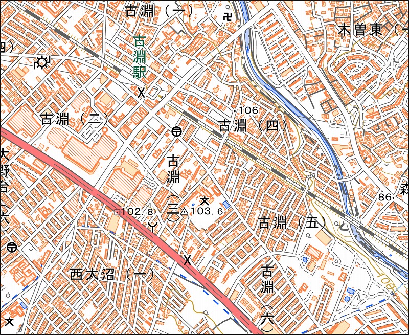 「西32-5 谷戸」と同じ範囲の現在の地図