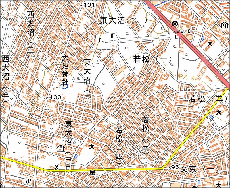 「西32-8 大沼」と同じ範囲の現在の地図