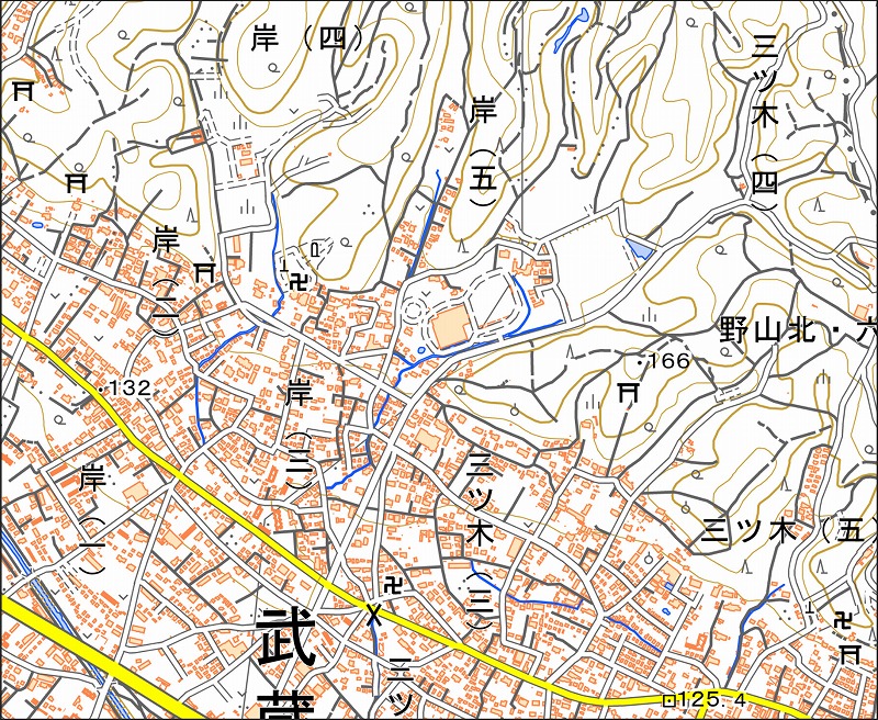 「西36-2 三ツ木」と同じ範囲の現在の地図