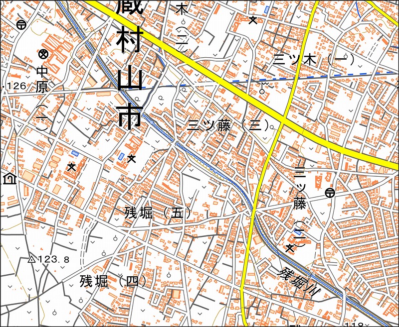 「西36-5 残堀」と同じ範囲の現在の地図