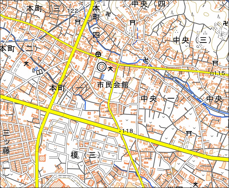 「西36-6 中藤」と同じ範囲の現在の地図