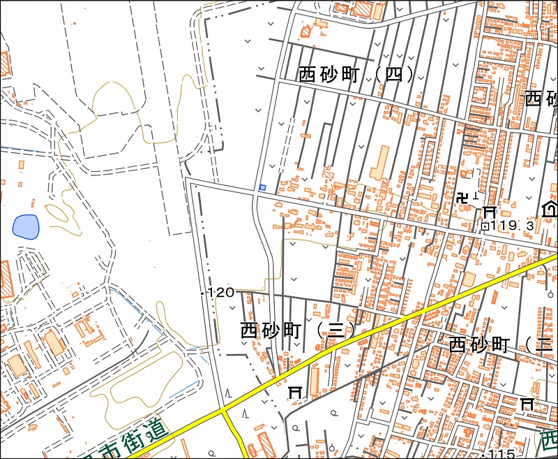 「西37-1 中里組」と同じ範囲の現在の地図