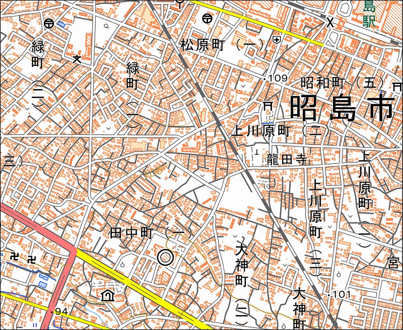 「西37-7 上川原」と同じ範囲の現在の地図