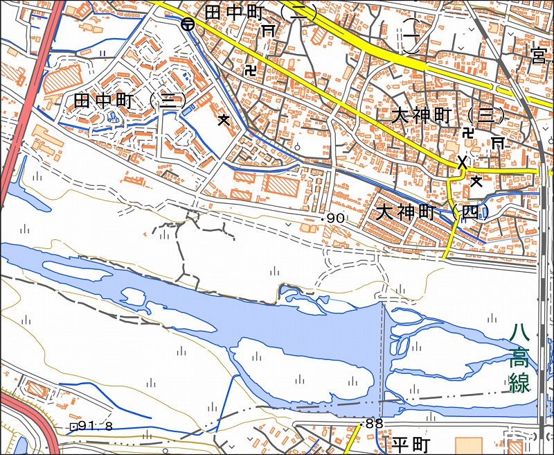 「西38-1 大神」と同じ範囲の現在の地図