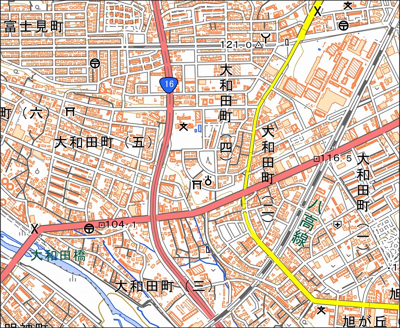 「西39-1 大和田」と同じ範囲の現在の地図