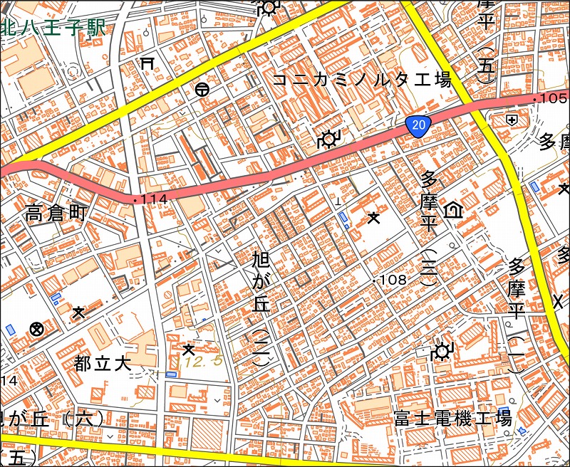 「西39-2 高倉」と同じ範囲の現在の地図