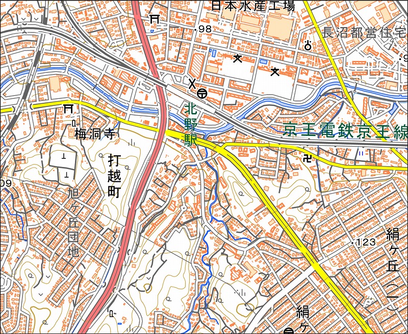「西39-7 北野」と同じ範囲の現在の地図