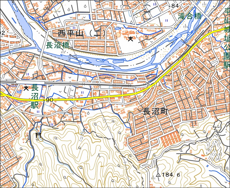 「西39-8 平山」と同じ範囲の現在の地図