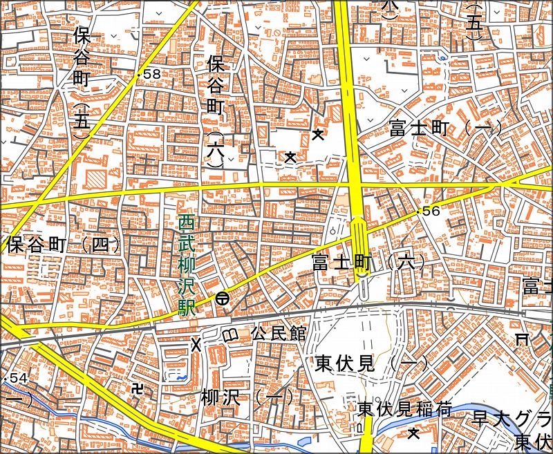 「西4-1 柳沢」と同じ範囲の現在の地図