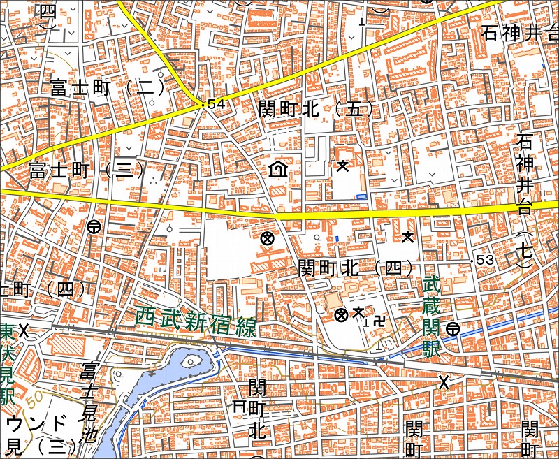 「西4-2 武蔵関駅」と同じ範囲の現在の地図