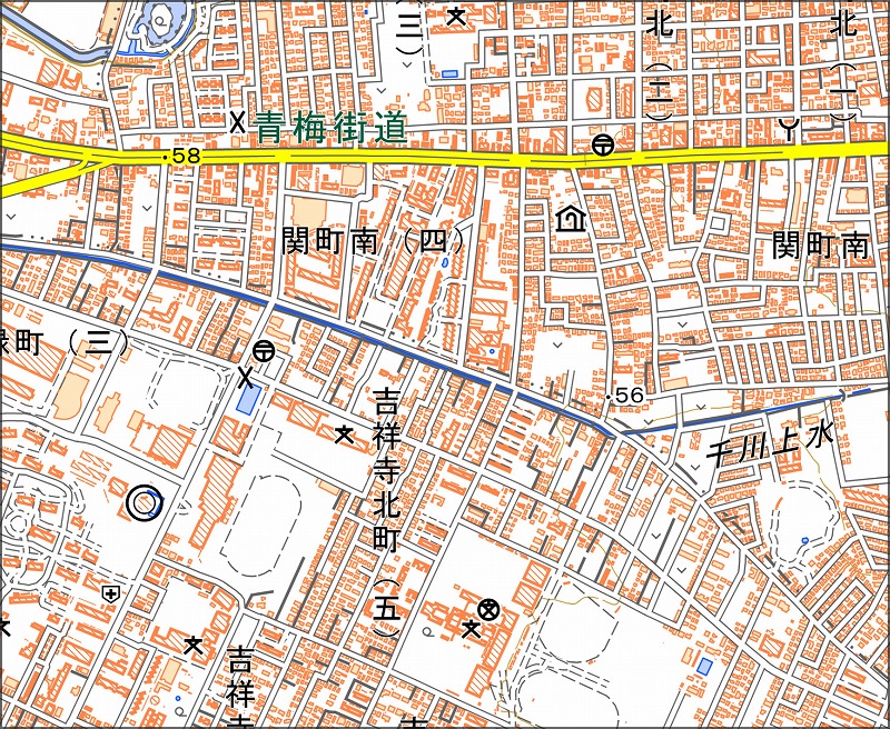 「西4-5 野田北」と同じ範囲の現在の地図