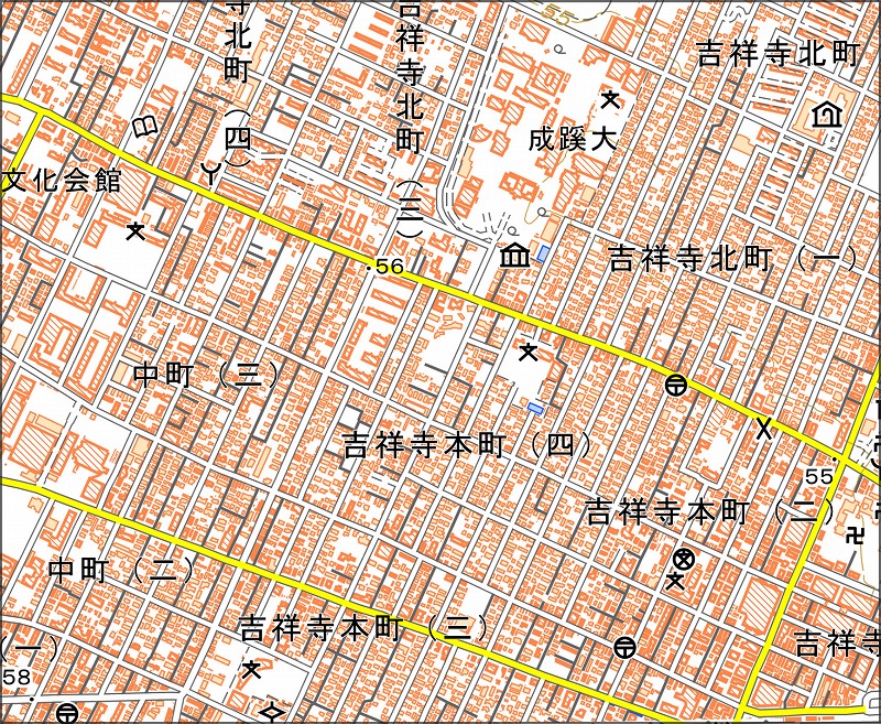 「西4-8 吉祥寺」と同じ範囲の現在の地図