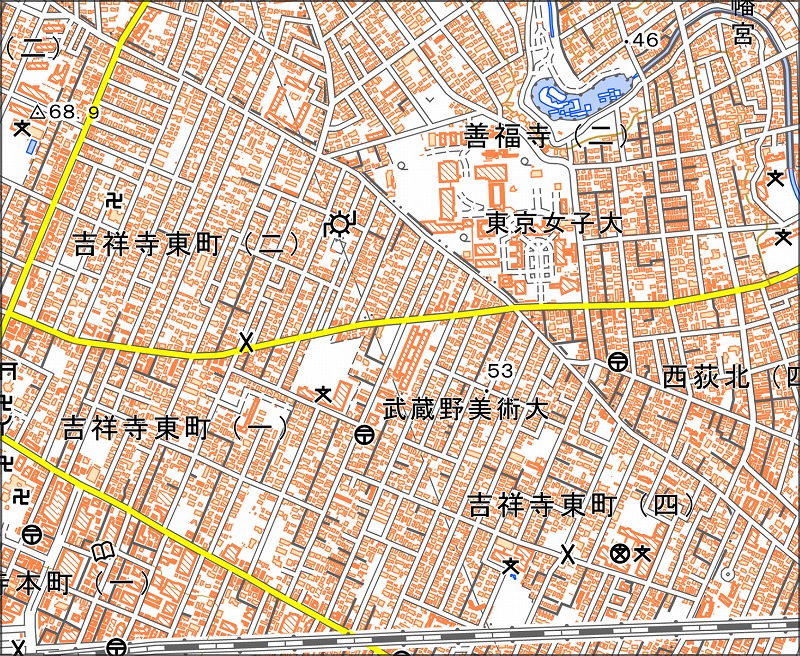 「西4-9 吉祥寺東部」と同じ範囲の現在の地図