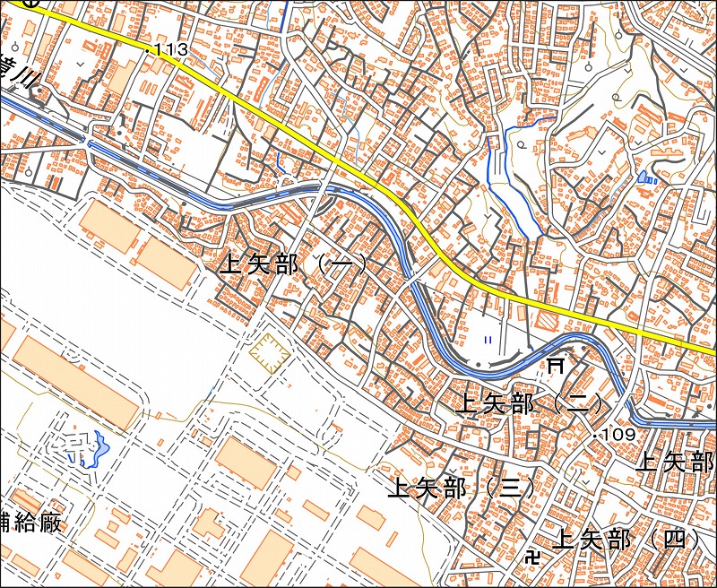 「西41-6 上矢部」と同じ範囲の現在の地図