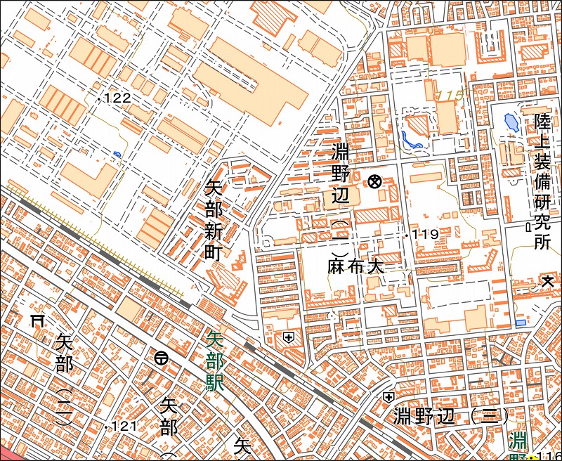 「西41-9 矢部新田」と同じ範囲の現在の地図