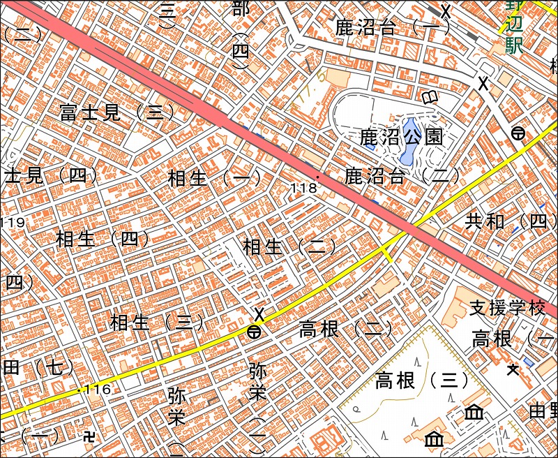 「西42-3 淵野辺駅」と同じ範囲の現在の地図