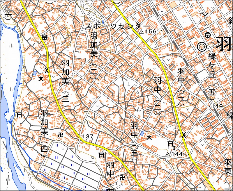 「西45-1 羽村」と同じ範囲の現在の地図