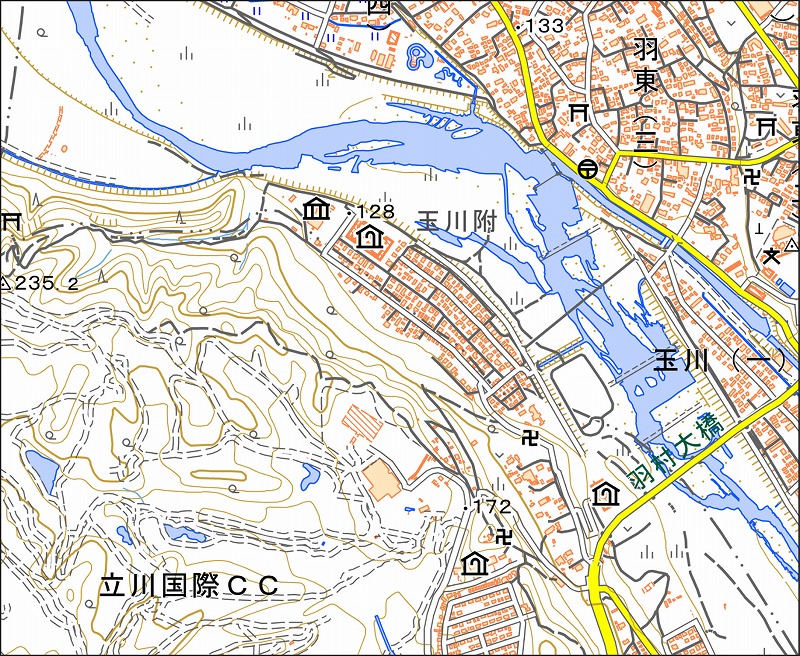 「西45-4 東ヶ谷戸」と同じ範囲の現在の地図