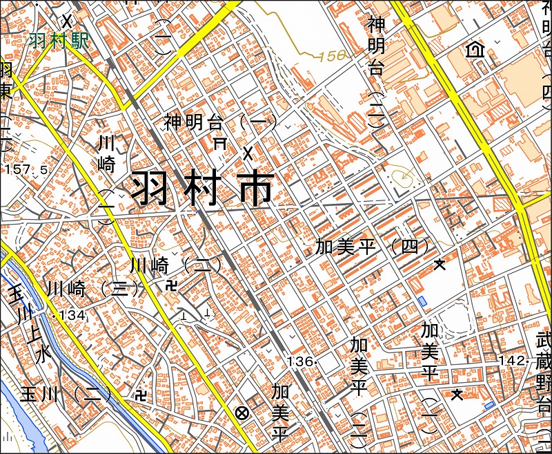 「西45-5 川崎」と同じ範囲の現在の地図