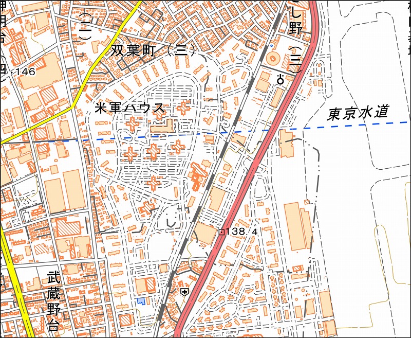 「西45-6 川崎東部」と同じ範囲の現在の地図