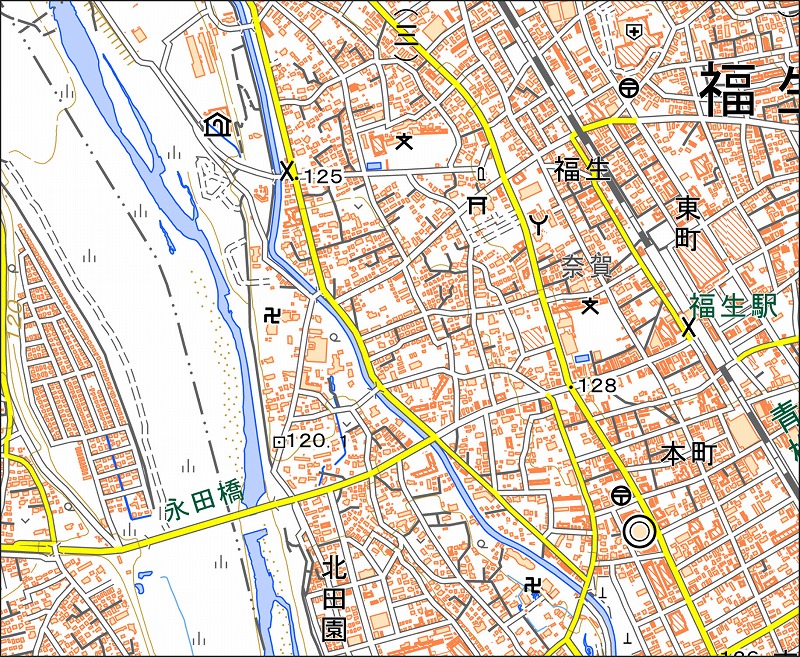 「西45-8 福生」と同じ範囲の現在の地図
