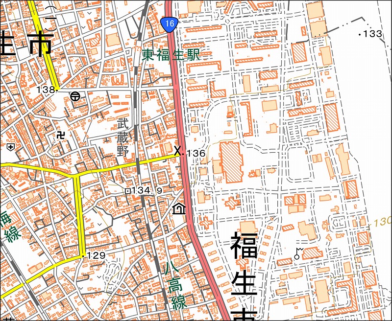 「西45-9 東福生駅」と同じ範囲の現在の地図