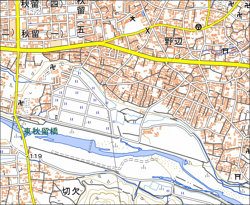 「西46-4 野辺」と同じ範囲の現在の地図