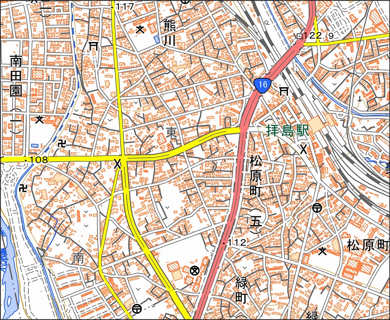 「西46-6 拝島駅」と同じ範囲の現在の地図