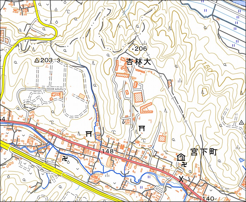 「西46-7 宮下」と同じ範囲の現在の地図