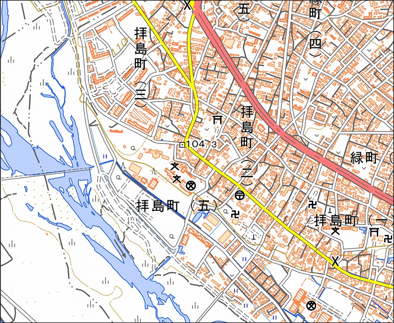 「西46-9 拝島」と同じ範囲の現在の地図