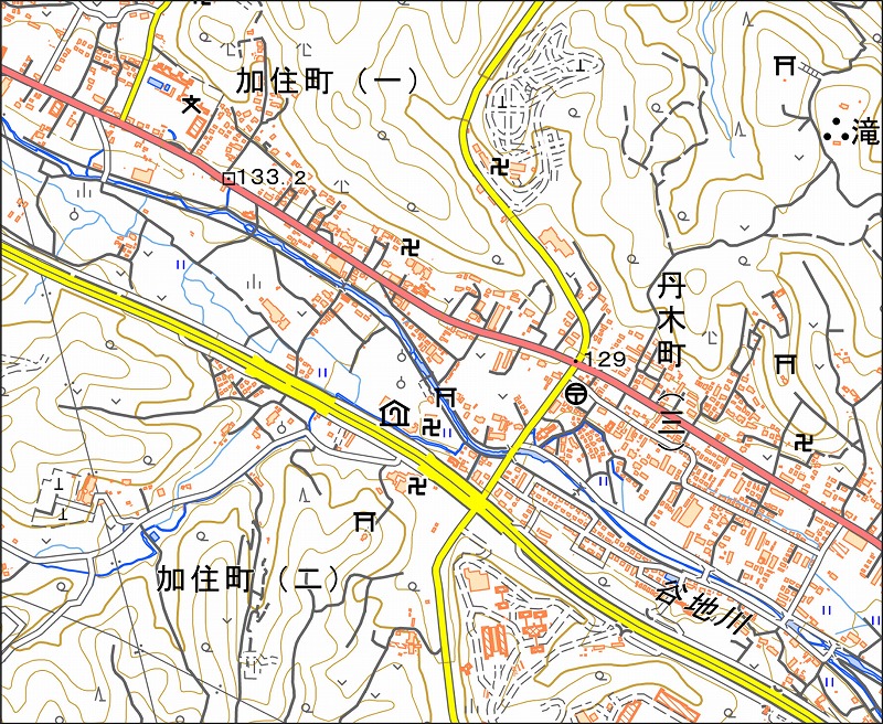 「西47-2 滝山城趾」と同じ範囲の現在の地図
