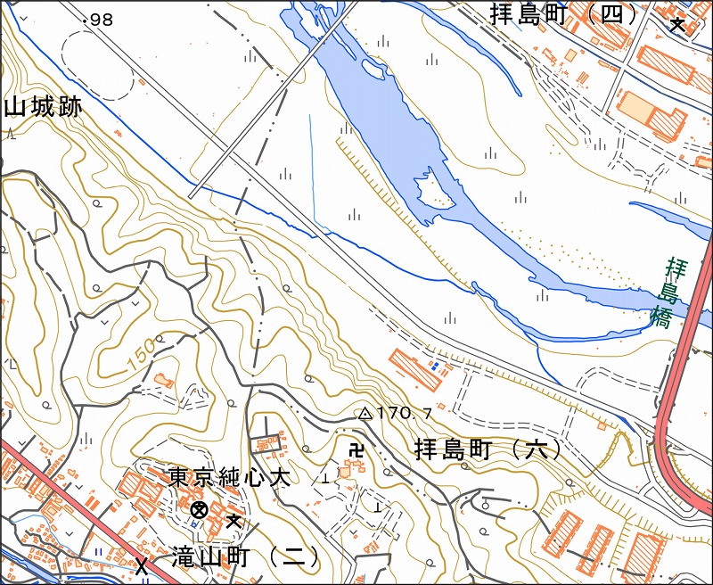 「西47-3 拝島渡」と同じ範囲の現在の地図