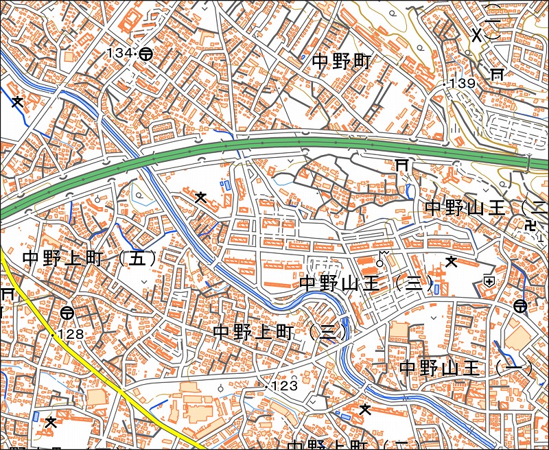「西47-8 中野町」と同じ範囲の現在の地図