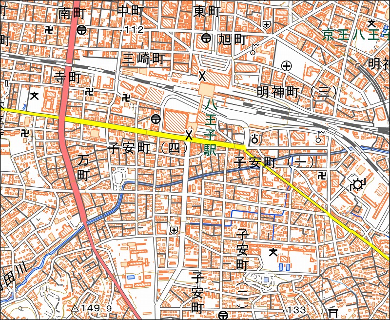 「西48-6 八王子東南部」と同じ範囲の現在の地図