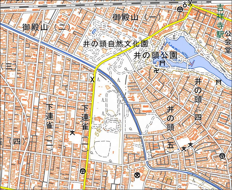 「西5-2 井之頭」と同じ範囲の現在の地図