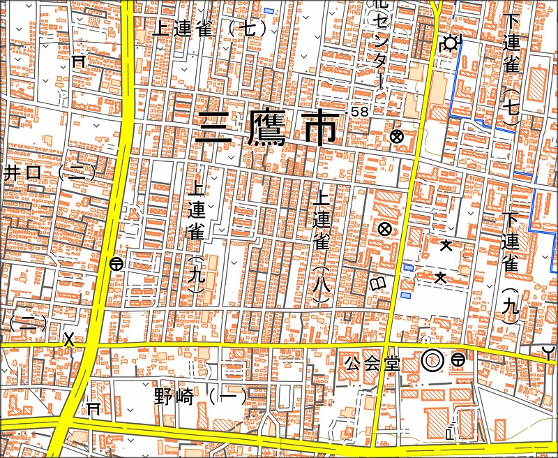 「西5-4 通南」と同じ範囲の現在の地図