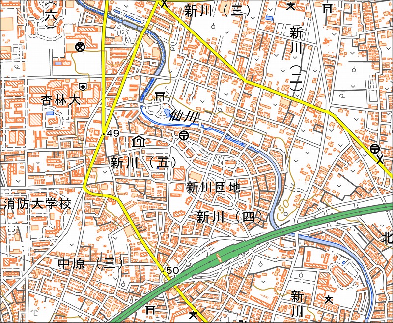 「西5-8 新川」と同じ範囲の現在の地図