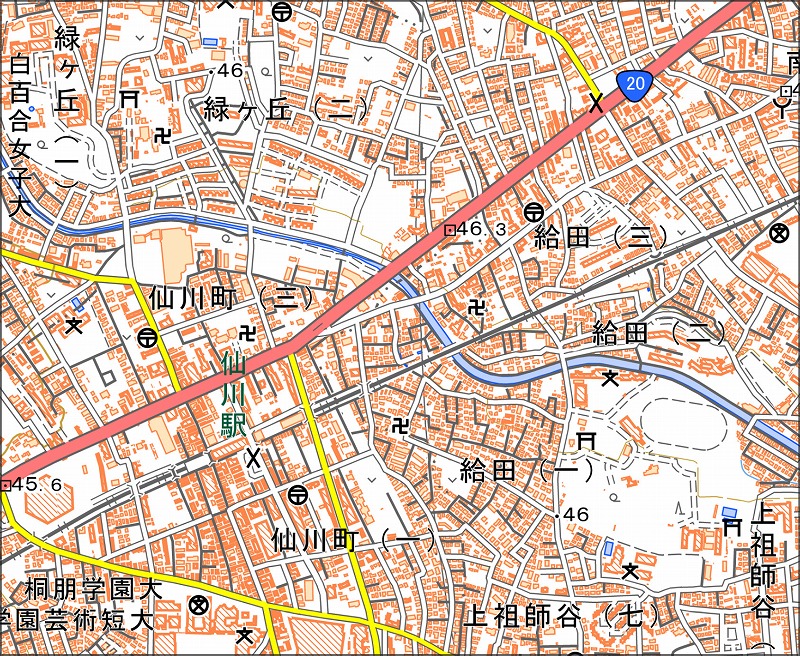 「西6-3 仙川」と同じ範囲の現在の地図
