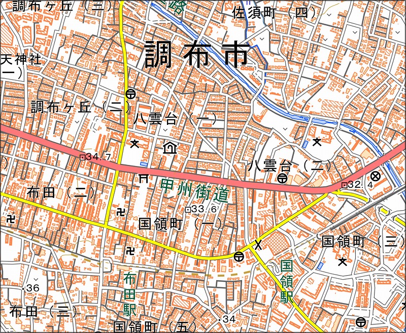 「西6-4 布田」と同じ範囲の現在の地図