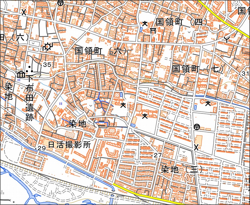 「西6-7 上ヶ給」と同じ範囲の現在の地図