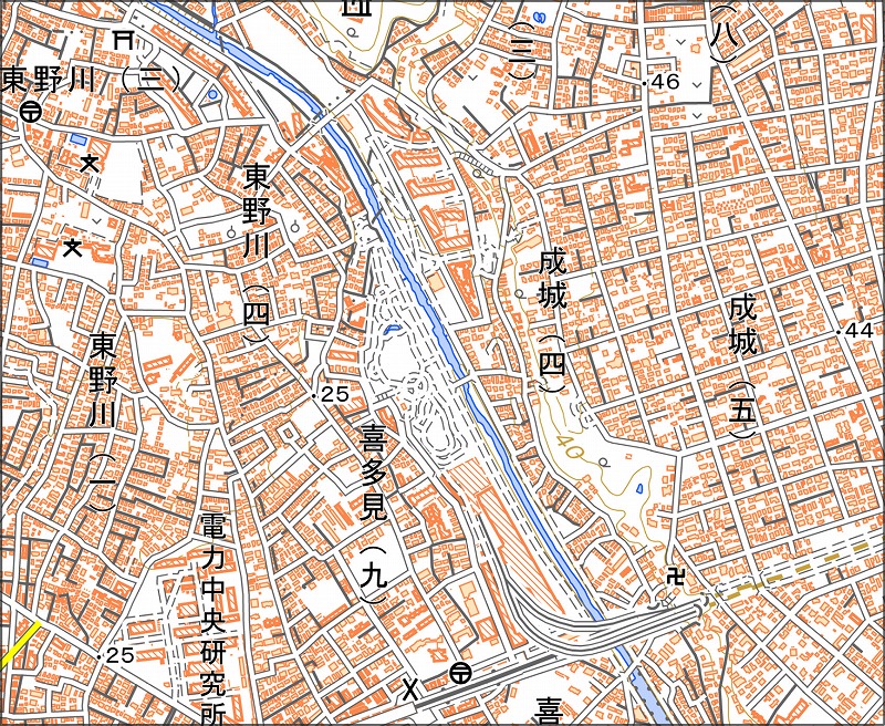 「西6-9 成城」と同じ範囲の現在の地図